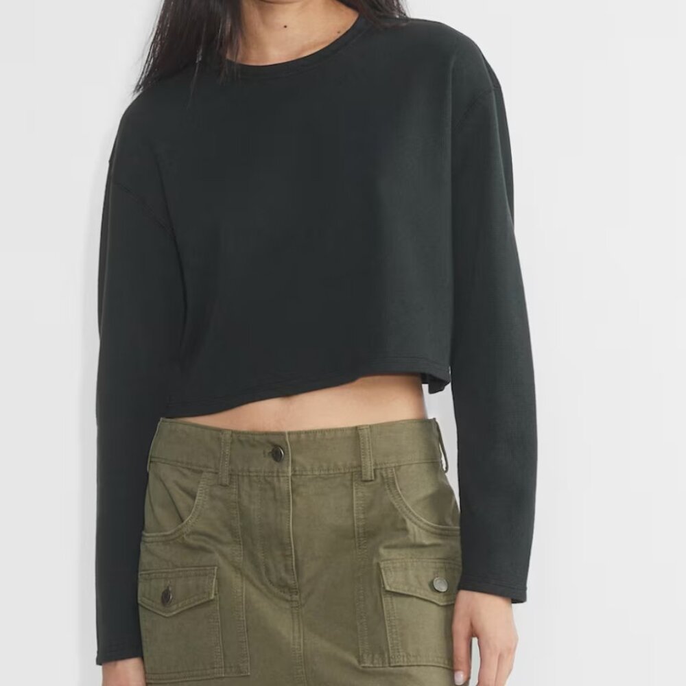 Aritzia Black Sunday Best Baby Waffle Long Sleeve Black Size M